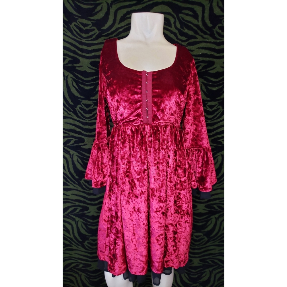 Velvet red black hook and eye dress